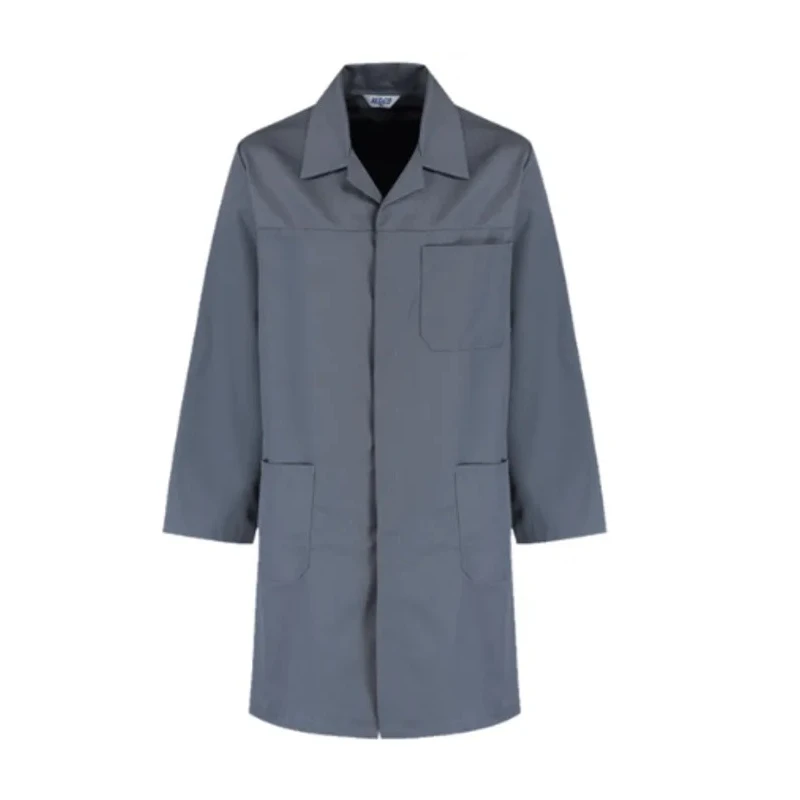 Alsico Grey Unisex Reusable Lab Coat XL Concealed Closure Polyester Cotton 245gsm MD30CGIN