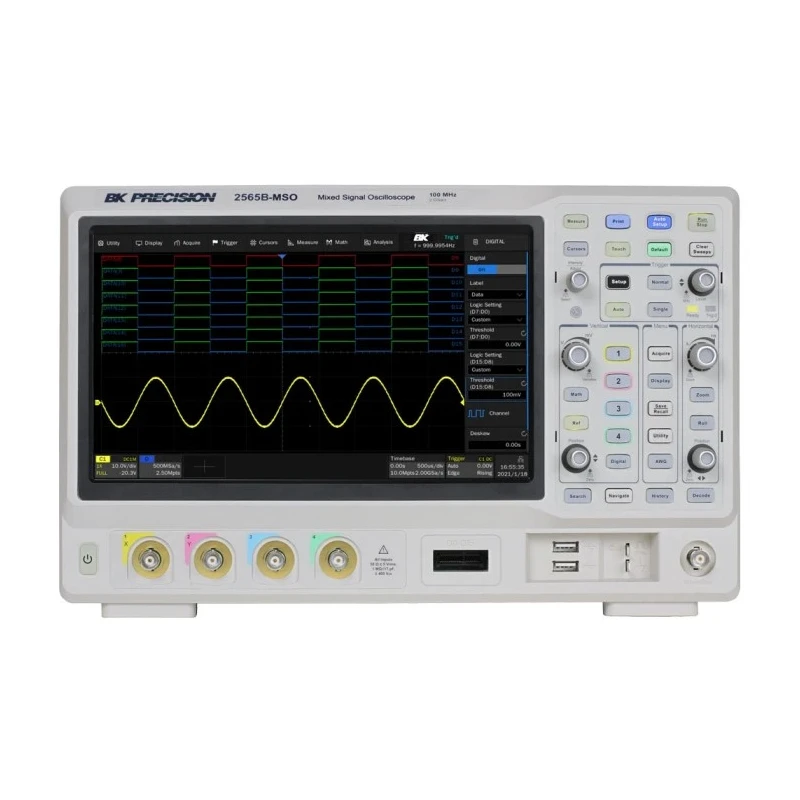 BK Precision 100 MHz Bench Oscilloscope 4-Channel with 10.1 Inch Capacitive Touchscreen Display BK2565B-MSO