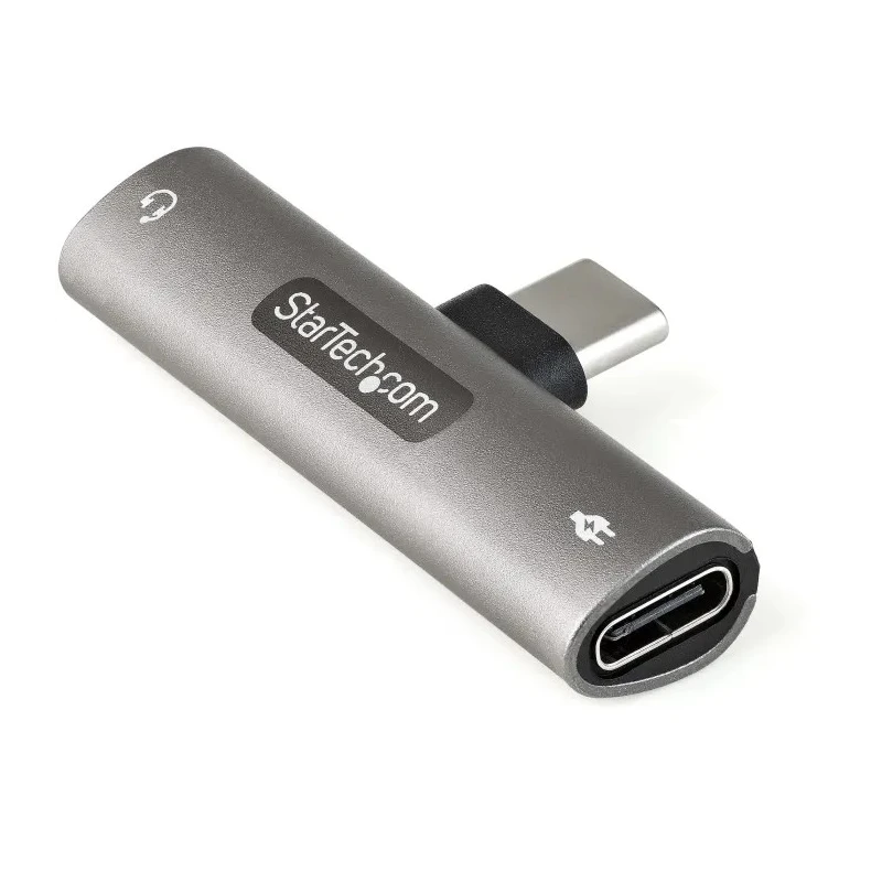 StarTech.com USB Type C Audio and Charge Adapter 60W Power Rating Metal Housing Right Angle 3.5 mm Female CDP235APDM