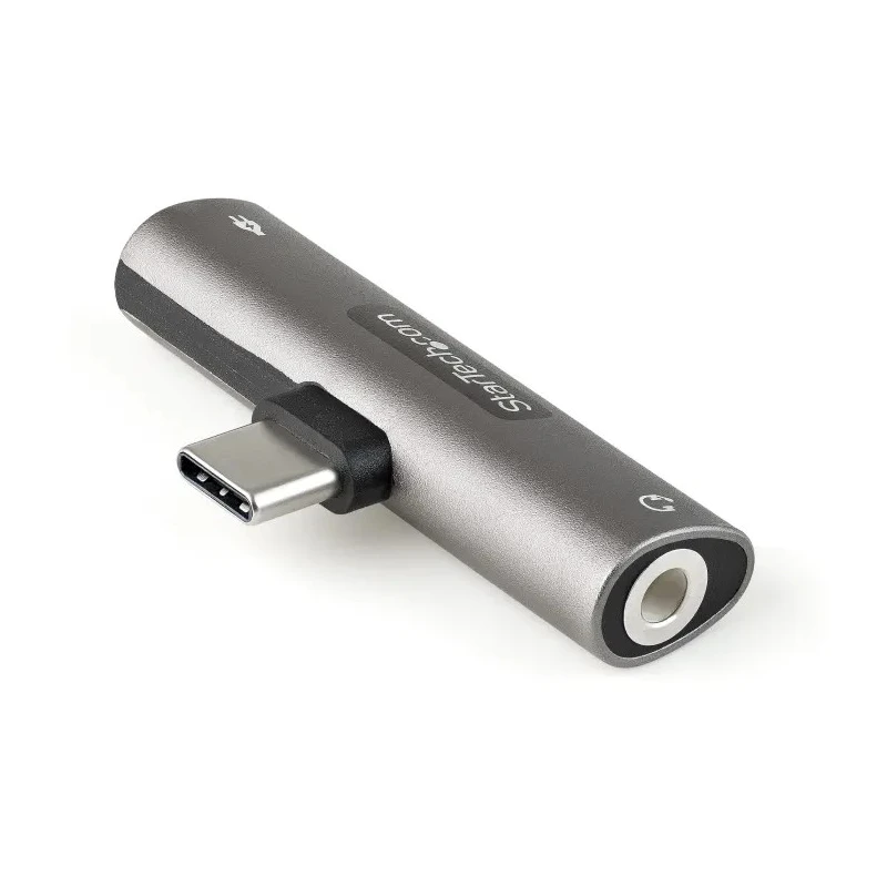 StarTech.com USB Type C Audio and Charge Adapter 60W Power Rating Metal Housing Right Angle 3.5 mm Female CDP235APDM