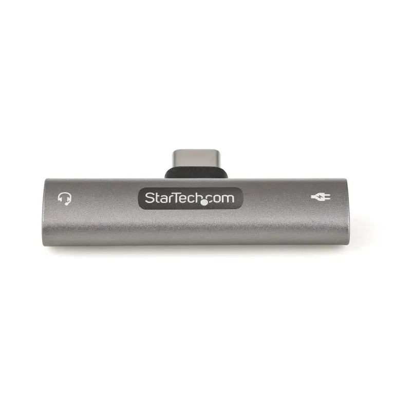 StarTech.com USB Type C Audio and Charge Adapter 60W Power Rating Metal Housing Right Angle 3.5 mm Female CDP235APDM
