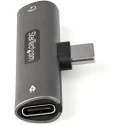 StarTech.com USB Type C Audio and Charge Adapter 60W Power Rating Metal Housing Right Angle 3.5 mm Female CDP235APDM