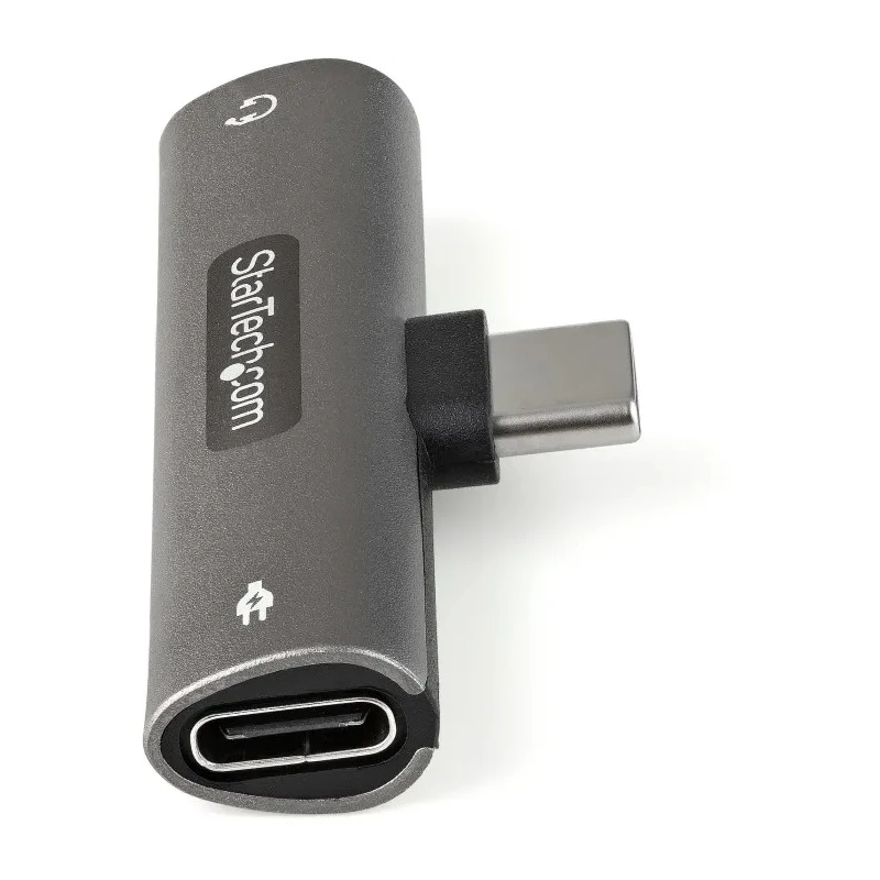 StarTech.com USB Type C Audio and Charge Adapter 60W Power Rating Metal Housing Right Angle 3.5 mm Female CDP235APDM