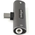 StarTech.com USB Type C Audio and Charge Adapter 60W Power Rating Metal Housing Right Angle 3.5 mm Female CDP235APDM