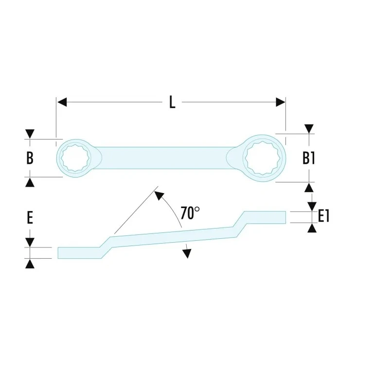 Facom Metric Offset Ring Spanner 30 x 32 mm, 360 mm Overall Length 12-Point Chrome Finish 55A.30X32