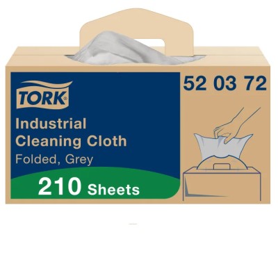Tork Grey Non-Woven Fabric Cloths for Industrial Cleaning Dry Use Box of 210 Per Pack 415 x 355 mm Repeat Use 520372