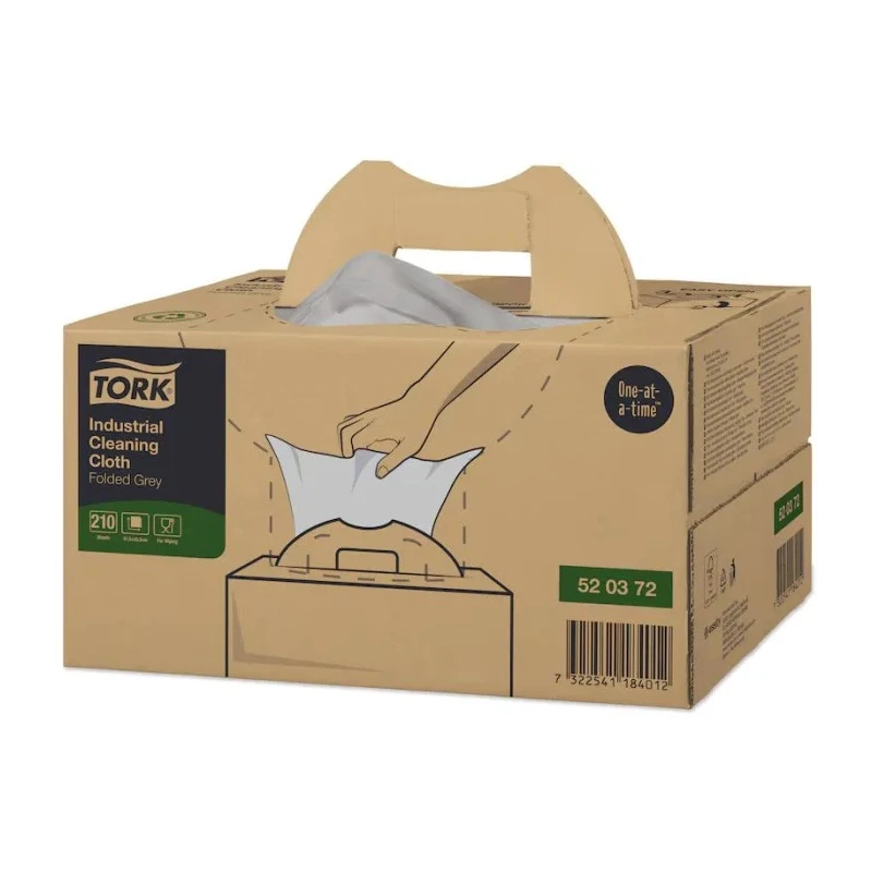 Tork Grey Non-Woven Fabric Cloths for Industrial Cleaning Dry Use Box of 210 Per Pack 415 x 355 mm Repeat Use 520372