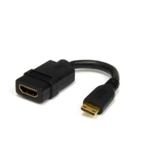 RS PRO Mini HDMI to HDMI Adapter Cable 150mm Length Male to Female Connector 236-9122