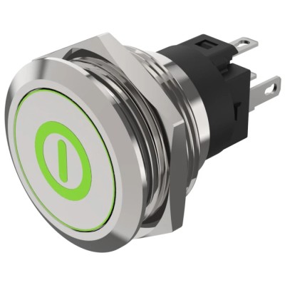 EAO Illuminated Push Button Switch Panel, Momentary, SPDT, 22.3 mm Cutout, Green and Red LED, IP65/IP67 82-6151.1AA4.B001