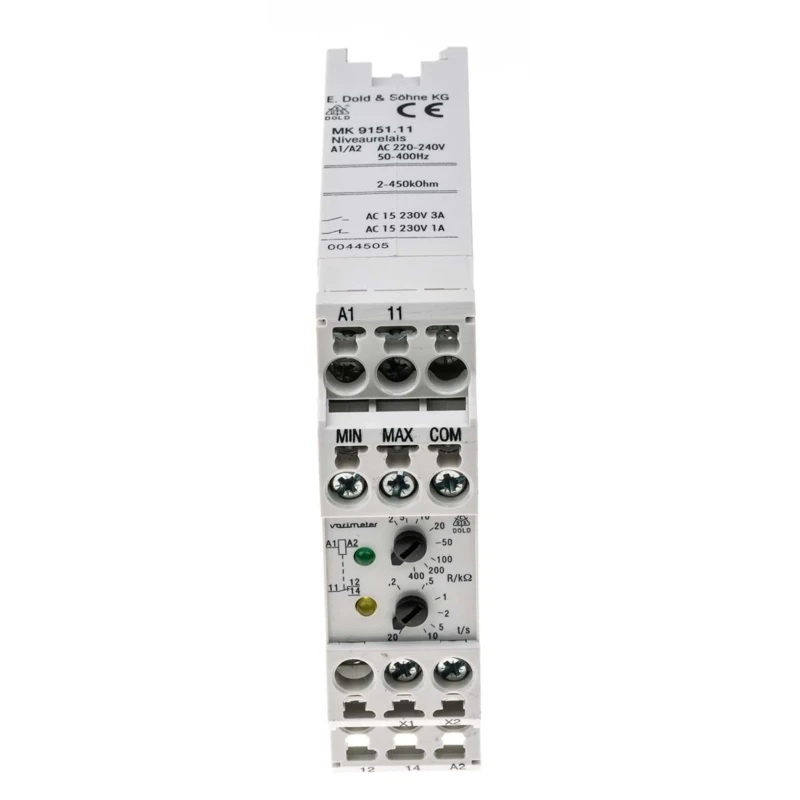 Dold Liquid Level Relay DIN Rail Mount 1 Input 10V AC Probe Voltage 240V AC Supply MK9151.11 2-450kOhm AC220-240V