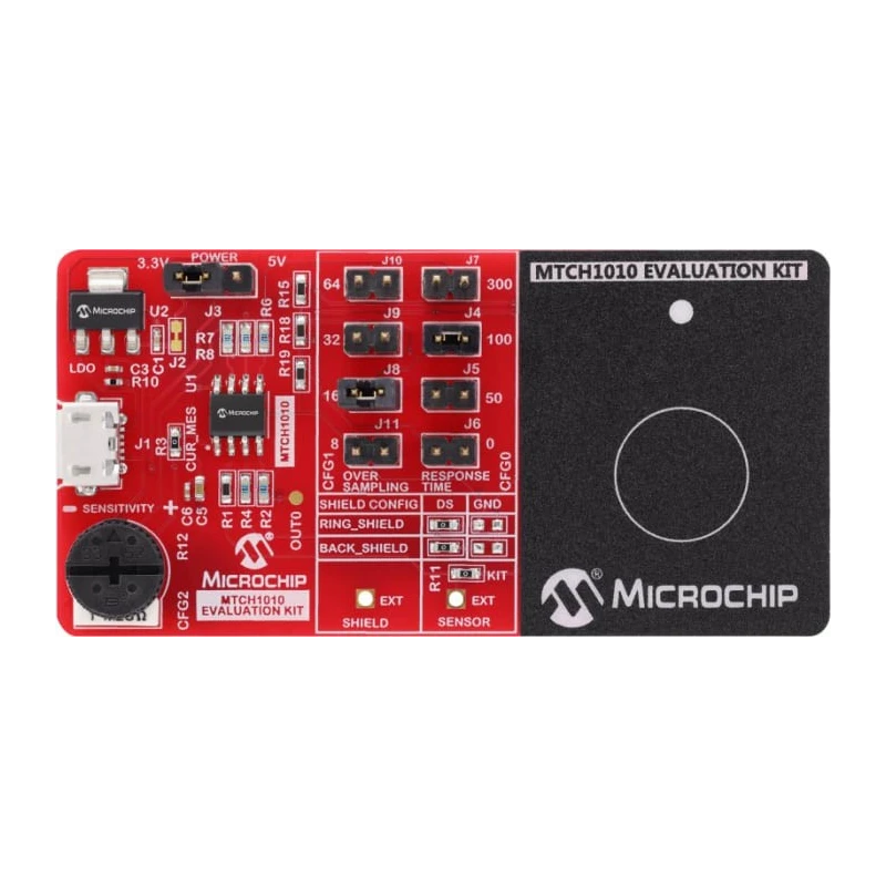Microchip Capacitive Touch Sensor Evaluation Kit EV24Z38A for MTCH1010 MTCH1010 Evaluation Kit