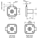 Euro-Locks a Lowe & Fletcher group Company Sliding Door Lock Chrome Finish 22 mm Panel-to-Tongue 16.5 mm Key Unlock 566532A