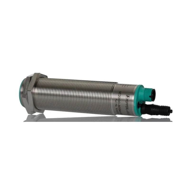 Pepperl + Fuchs Threaded Barrel Ultrasonic Proximity Sensor M30 2 m 20mA Analogue 30V UC2000-30GM-IUR2-V15