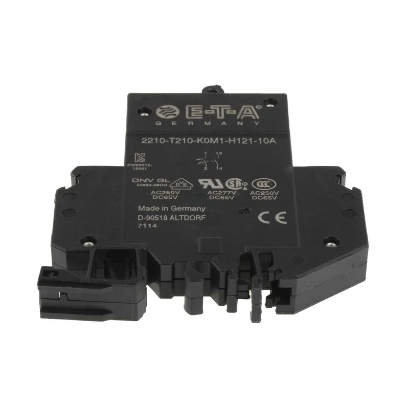 ETA Thermal Circuit Breaker 10A Current Rating 1-Pole DIN Rail Mount 2210-T210-K0M1-H121-10A