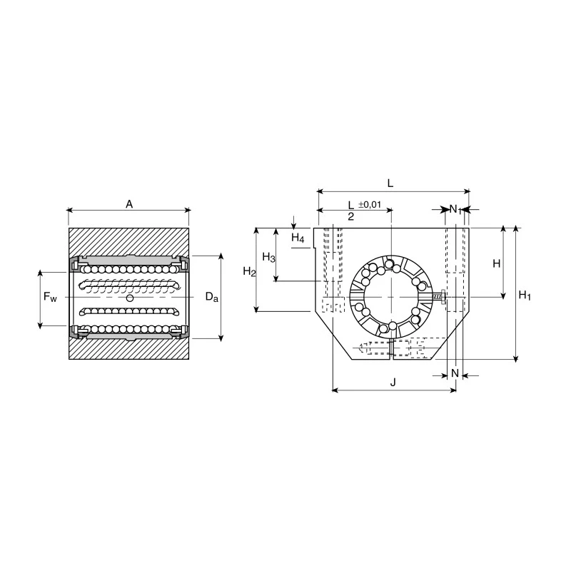 Ewellix Makers in Motion Bearing Unit LUNE12 D-2LS Aluminium Housing 12mm Bore 22mm Outer Diameter LUNE Series LUNE12 D-2LS