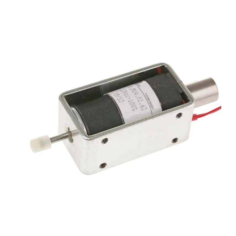Mecalectro Single-Acting Linear Solenoid 12V Push Pull 8N Force 12mm Stroke 10.5W Continuous 8.M14 02 62 12 VCC 100%