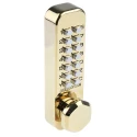 Codelock Brass Mechanical Polished Code Lock, Push Button Code, Housing 141mm x 41mm, Door Thickness 35-60mm 255 PB