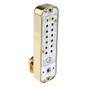 Codelock Brass Mechanical Polished Code Lock, Push Button Code, Housing 141mm x 41mm, Door Thickness 35-60mm 255 PB