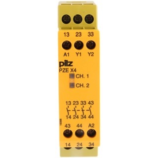 Pilz 24V DC 2.5W DIN Rail Mount Safety Relay with 4 Normally Open Safety Contacts PZE X4 774585