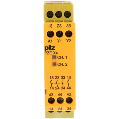 Pilz 24V DC 2.5W DIN Rail Mount Safety Relay with 4 Normally Open Safety Contacts PZE X4 774585