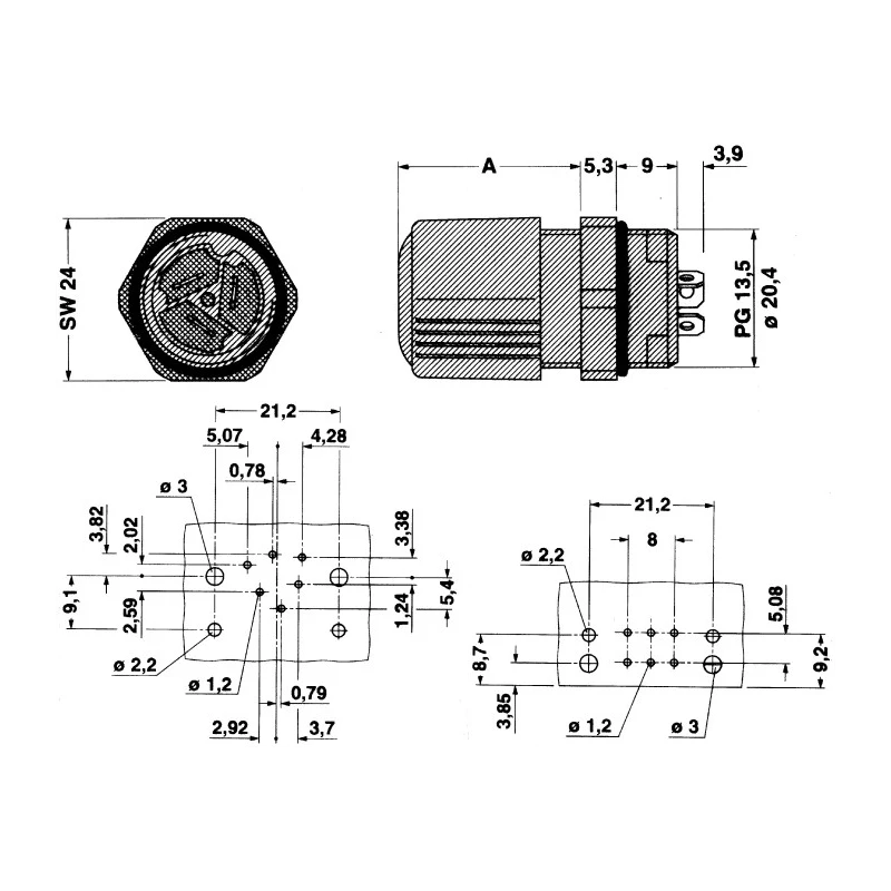 Phoenix Contact Circular Connector Adapter Q Series, , Straight Orientation, 17.5A, 500V, Tin Plated Copper Alloy IP67