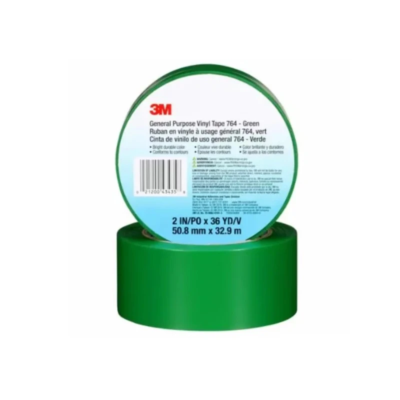 3M Green Vinyl Lane Marking Tape 50mm Width 33m Length 0.13mm Thickness Rubber Adhesive 3M 764