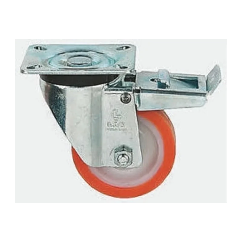 LAG Braked Swivel Castor, 600 kg Load Capacity, 200 mm Polyurethane Wheel, Galvanised Steel Frame, Model 19896 FV