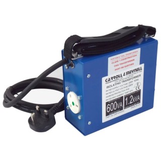 Carroll & Meynell Single Phase 1 Site Transformer 1.2 kVA, 230 V AC Primary, 230 V AC Secondary, 5.2 A Output CMH 1200/230