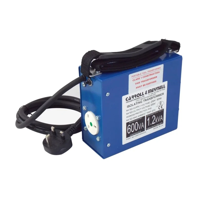 Carroll & Meynell Single Phase 1 Site Transformer 1.2 kVA, 230 V AC Primary, 230 V AC Secondary, 5.2 A Output CMH 1200/230