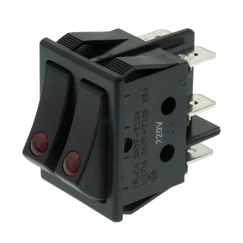 ZF DPST On-Off On-Off Rocker Switch Panel Black Polyester Housing 16A 32V DC 250V AC WRG32F7BBBKN