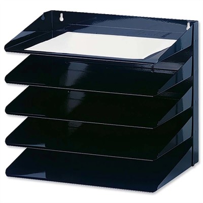 Avery Black Heavy Duty Metal 5 Compartment Letter Rack 380mm Width 605SBLK