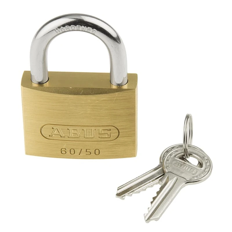 ABUS Brass and Steel Padlock Weatherproof Keyed Alike, 8 mm Shackle Diameter, 24 mm Shackle Length, 50 mm Body XR006050K2
