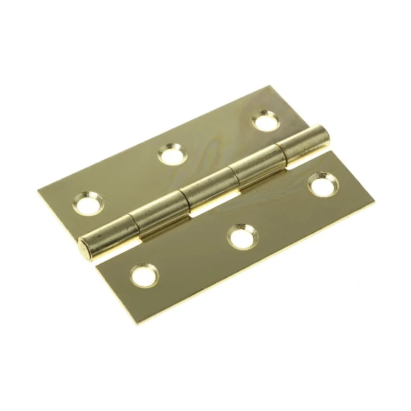 RS PRO Electro Brass Steel Butt Hinge with Fixed Pin, Screw Fixing, 75mm x 49mm x 1.4mm 436-5092
