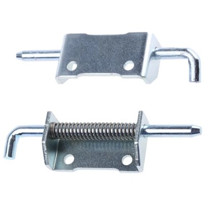 Pinet Zinc Plated Raw Steel Left-Handed Latch with Spring Loaded Pin Bolt-On Fixing 82mm x 21mm x 2.8mm 12-A-3861