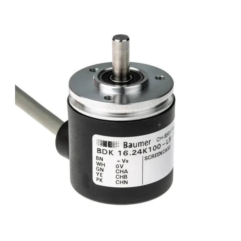 Baumer Optical Incremental Encoder 30V dc, 100 PPR, HTL Push-Pull Signal, Solid Shaft 5 mm, Synchro BDK 16.24K100-L5-5
