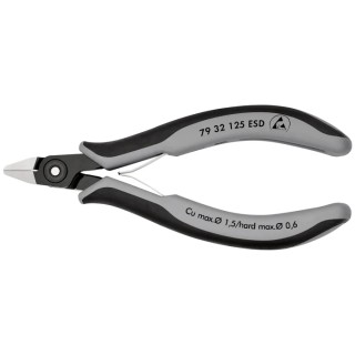 Knipex Side Cutter With Bevel, ESD Safe, 125mm Length, Ball Bearing Steel Jaw Material, Model 79 32 125 ESD