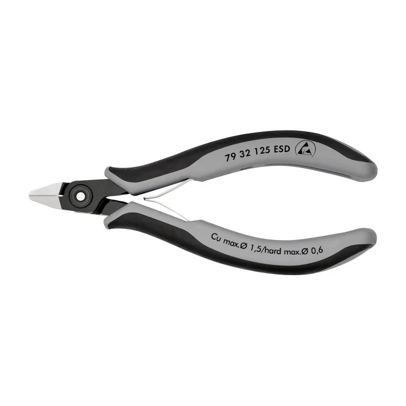 Knipex Side Cutter With Bevel, ESD Safe, 125mm Length, Ball Bearing Steel Jaw Material, Model 79 32 125 ESD