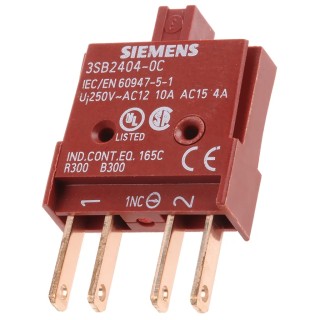 Siemens 3SB2 Series Contact Block 230 V, 5 V, 1 NC Contact Configuration 10 A Current Rating 3SB2404-0C
