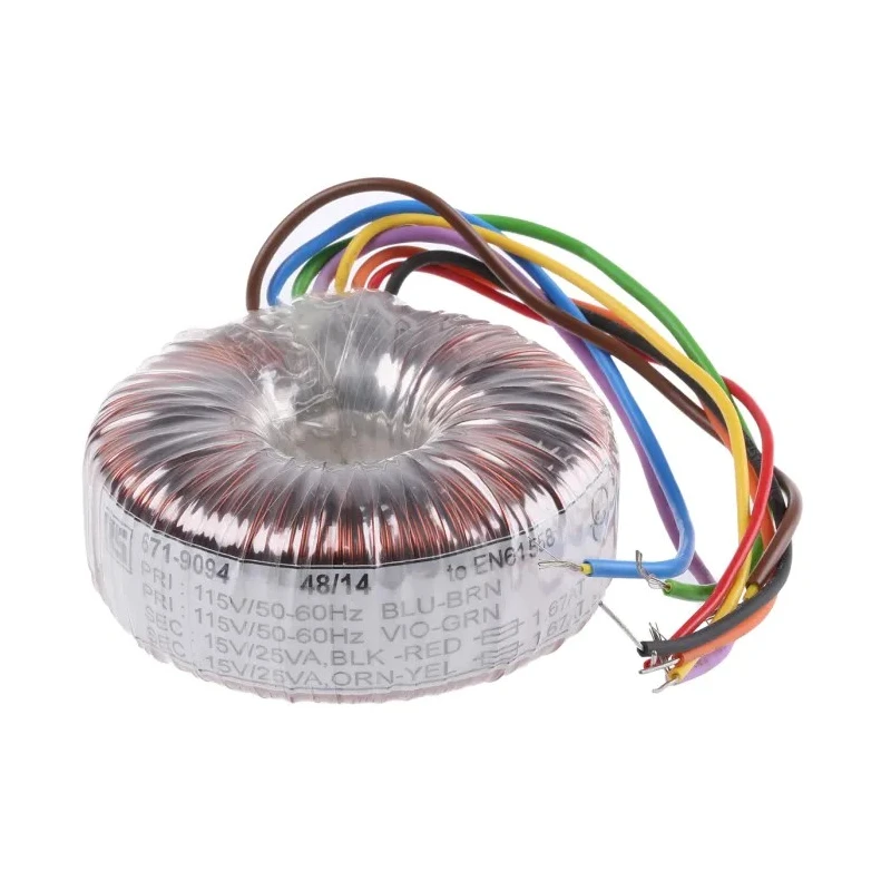 RS PRO 230 V ac 2 x 15 V ac Toroidal Transformer 50 VA 2 Output 671-9094