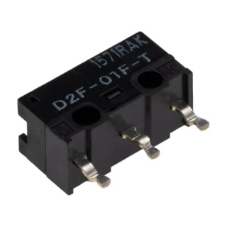 Omron Ultra Subminiature Pin Plunger Micro Switch, PCB Terminal, SPDT, 100mA, 30 V DC, IP40, Model D2F-01F-T