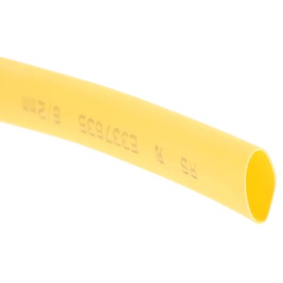 RS PRO Heat Shrink Tubing Yellow 6 mm Sleeve Diameter x 7 m Length 3:1 Shrink Ratio 700-4478