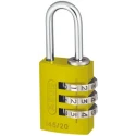 ABUS Aluminium and Steel Combination Safety Padlock Weatherproof 3 mm Shackle 20mm Width 145/20 Yellow
