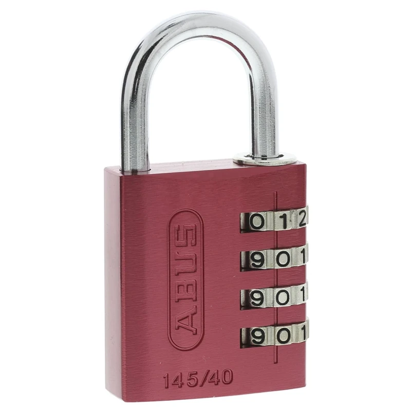 ABUS Combination Padlock Steel and Aluminium Weatherproof Safety Padlock 6mm Shackle Diameter, 40mm Body Width 145/40 Red