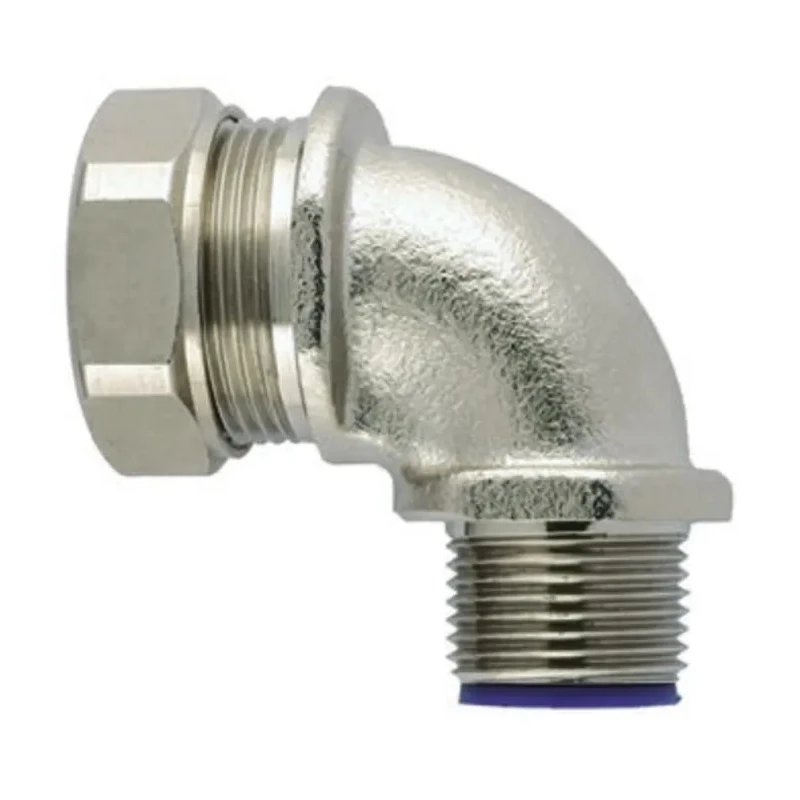 HellermannTyton 45° Elbow Nickel Plated Polyamide and Brass Conduit Fitting 16 mm M16 166-32401 LTS16-90FMC-M16-NPB/PA6-ML
