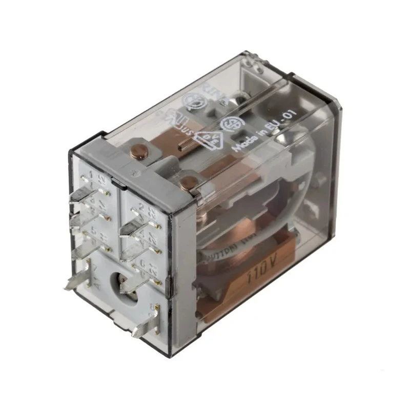 Finder PCB Power Relay, 110V AC Coil, 12A Switching Current, DPDT, Silver Alloy Contacts 56.42.8.110.0000