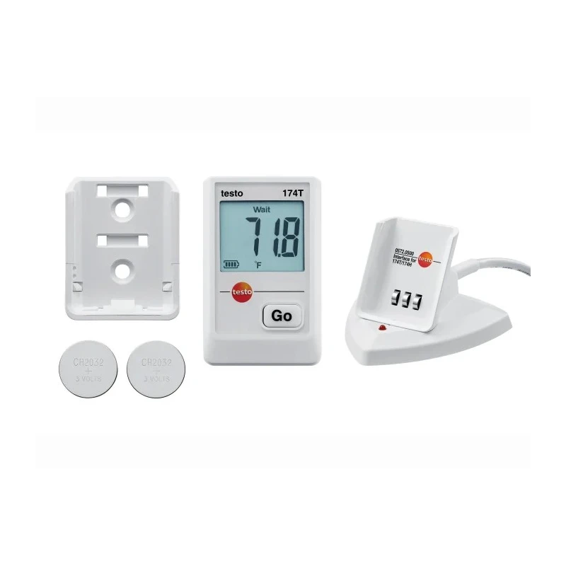 Testo 174T Kit Temperature Data Logger USB, 1 Channel, ±0.5 °C Accuracy, LCD Display, IP65, Battery Powered 0572 0561