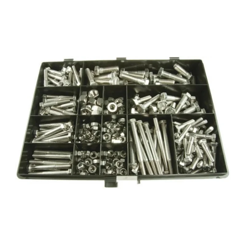 RS PRO Stainless Steel 395 Piece Hex Drive Screw Bolt Nut Kit 35mm to 100mm 701-3848