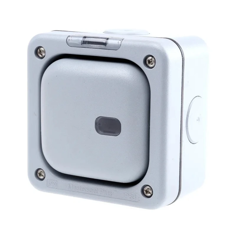 MK Electric Masterseal 1 Way Light Switch 1 Gang Grey Polycarbonate Material IP65 K56421GRY
