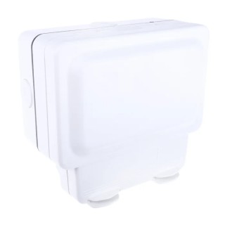 MK Electric 13A White 2 Gang Surface Mount Plug Socket Indoor & Outdoor Type G K56481WHI
