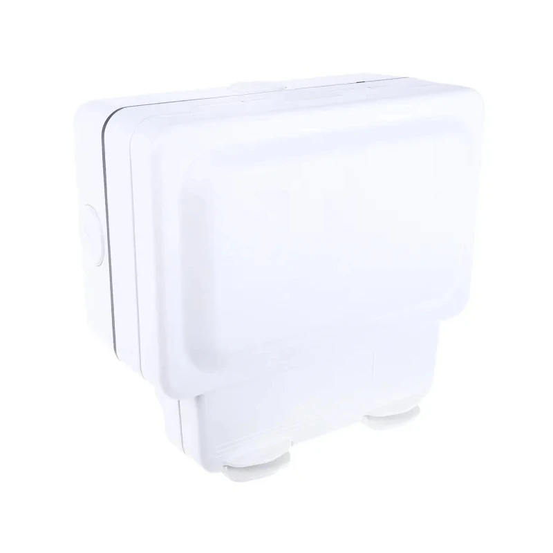 MK Electric 13A White 2 Gang Surface Mount Plug Socket Indoor & Outdoor Type G K56481WHI
